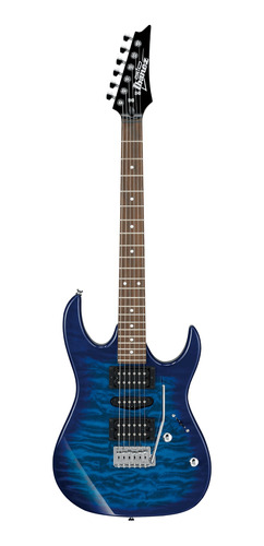 Imagen 1 de 4 de Guitarra eléctrica Ibanez RG GIO GRX70QA de álamo transparent blue burst con diapasón de amaranto