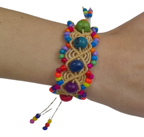 Imagen 3 de 7 de Pulsera Semillas Tagua Macrame Brazalete Regulable Artesanal