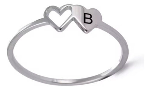 Anillo Inicial Con Corazón Calada En Plata 925 H 6 Al 30 (luego De La Compra Se Confirma)