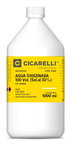 Agua Oxigenada 30% (100 Volumenes) Env X 1 Litro Cicarelli