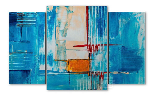 Cuadro Decorativo Moderno Pintura Jd-0092 L Tríptico 110x70 Cm Sin Marco