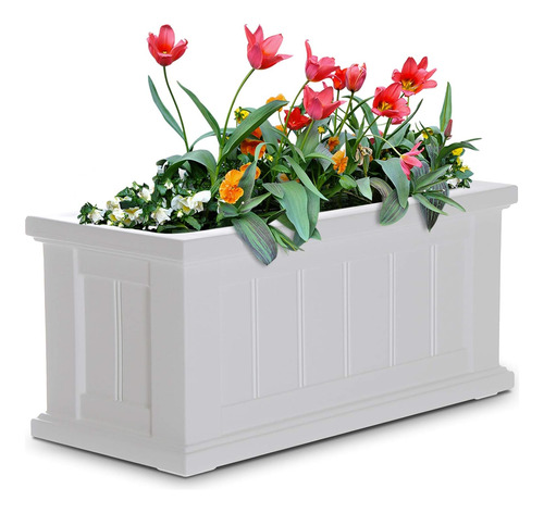 Jardinera Rectangular Cape Cod Blanca 24in L X 11in W X...