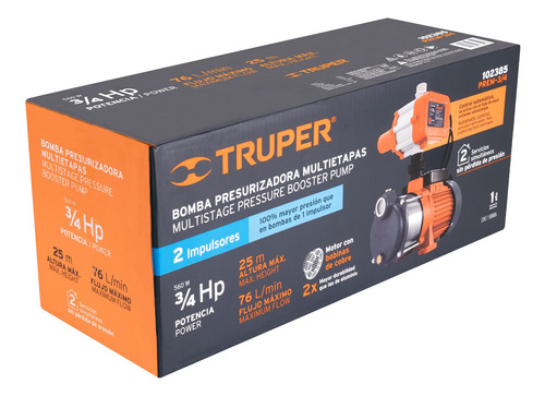 Bomba Truper Presurizado Multietp 115v Prem-3/4