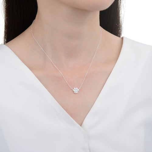 Collar Dije Huella De Perro Plata 925 Ideal Regalo Mujer Plateado