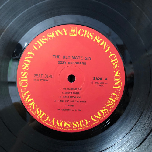Ozzy Osbourne The Ultimate Sin Lp Japonês Com Obi Estandar (Usado)