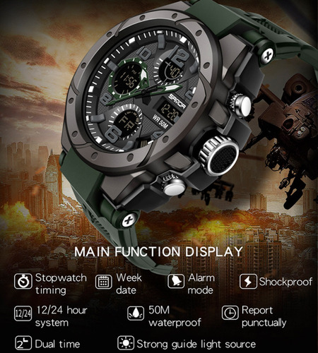 Reloj Sanda 6008, Reloj Deportivo Militar A Prueba De Agua