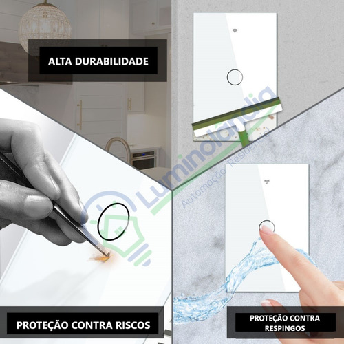 Interruptor Branco Zigbee Smart Tuya 3 Botões Sem Neutro