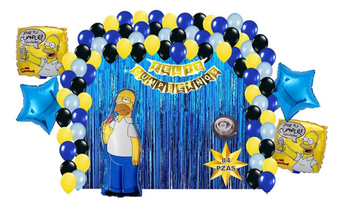Kit Decoracion Cumpleaños Globos Metalicos Homero Simpson 83