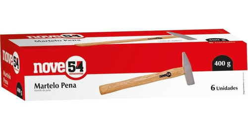 Martelo Pena 800g Aço Forjado Cabo Madeira - Nove54