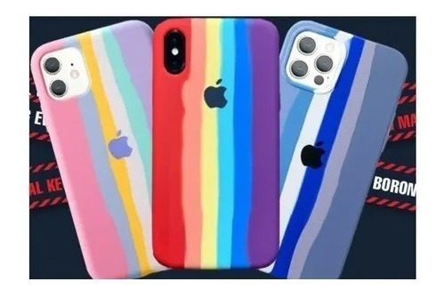 Case Silicona Apple Arcoíris iPhone 8/x/xr/xs/11/12/pro-max