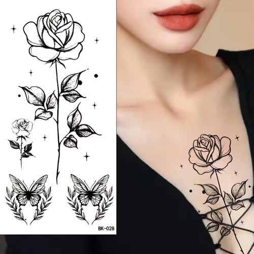 Tatuaje Temporal De Flores De 8 Hojas, Tatuaje Temporal Impe