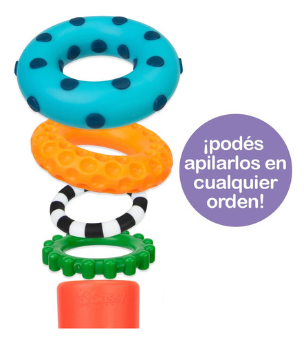 Combo Sassy Torre De Encastre Y Sonajero Pescaditos Multicolor