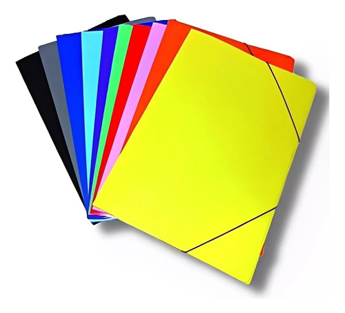 10 Carpeta Color Oficio Con Elastico 3 Tres Solapas Legajo