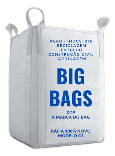 Bolsa de reciclaje Rubble Big Bag, 120 x 90 x 90, 1000 kg, C1, impresión en color blanco