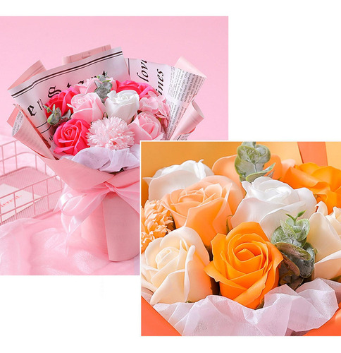 Jabón Artificial Ramo De Flores Rosa Eterna Para