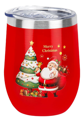 Vaso Vino Aislado 12 Onzas Regalos Navidad Viaje Papa Noel V