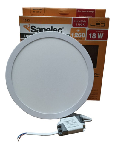 10 Pzs Lámpara Sanelec Circular S/poner 18w Luz Cálida