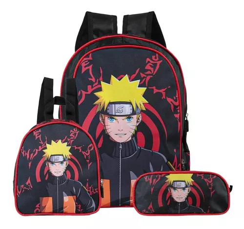 Kit mochila e estojo grande padrão escolar Naruto uzumaki versão