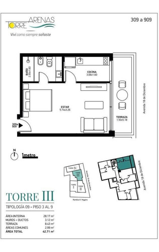 Imagen 10 de 30 de Monoambiente Con Cocina Definida Y Terraza