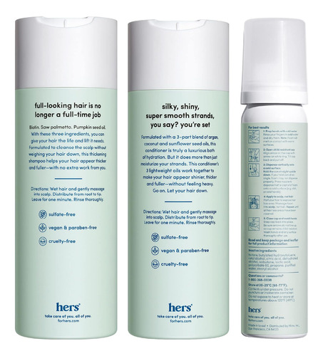 Hers Triple Threat ChampĂș, Acondicionador Y Minoxidil Set -