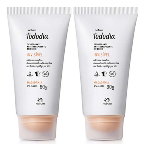 Kit 2 unidades desodorante creme Natura Tododia Macadâmia 80g