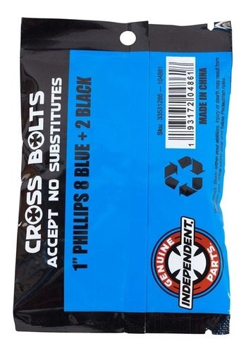 Parafusos Independent: Cross Bolts Phillips Blue Black 1''