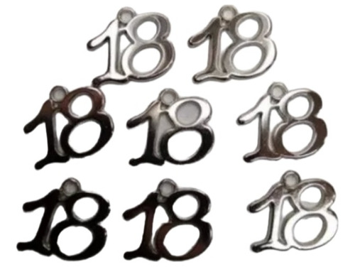 35 Dijes Número 18 Metal P/ Souvenirs Tarjetas Llaveros Perf