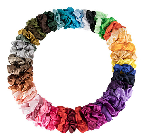 Imagen 1 de 6 de Ligas Para Cabello Scrunchies De Satén 46 Colores