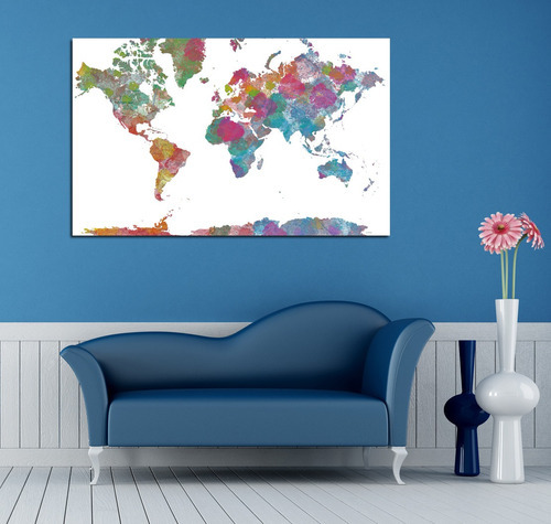 Vinilo Decorativo 20x30cm Mapa Mundo Planisferio Plano M8