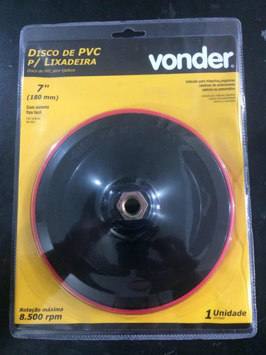 Disco Com Velcro P/ Lixadeira Pvc 7 Pol 180mm Vonder