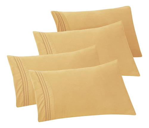 Juego De 4 Fundas De Almohada De Microfibra Resistentes
