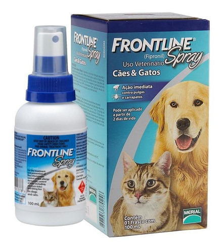 Frontline Spray Antipulgas E Carrapatos Caes E Gatos 100ml