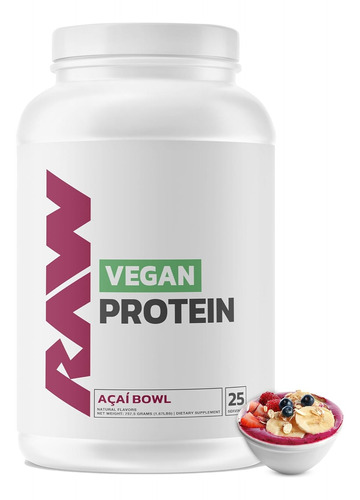 Proteina Vegana Raw Nutrition 25 Servicios Sabor Acai Bowl