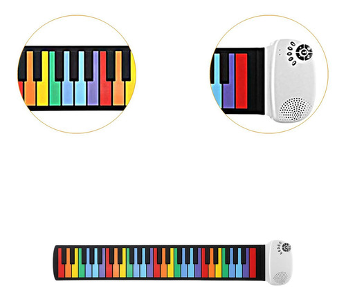 Teclado De Piano Enrollable, Piano Portátil Llave Blanca