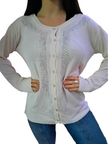 Saquito Saco Cardigan Botones Strass Tejido Botones