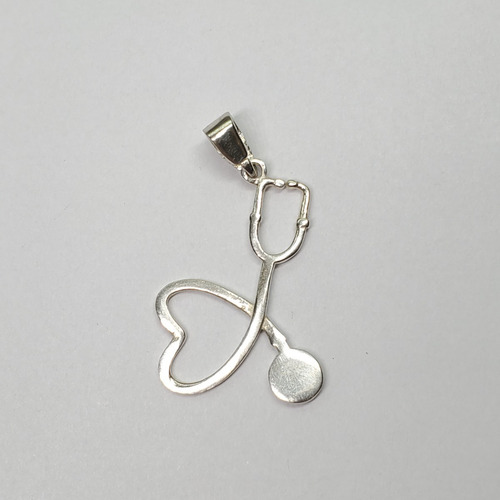 Imagen 4 de 8 de Dije Plata Y Oro Estetoscopio 25 X 40mm