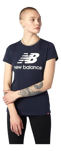 Camiseta New Balance Essentials Stacked Para Mujer-azul