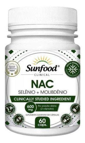 Suplemento Em Capsulas Sunfood N Acetilcisteina 60 Caps Nac