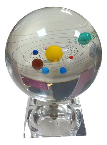 Bola De Cristal Con Modelo De Sistema Solar Y Base De Lámpar