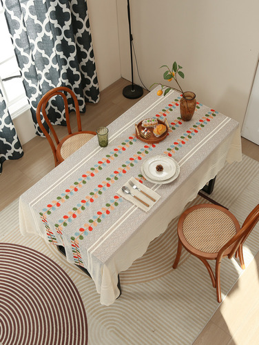 Mantel Rectangular De Lino Para Decoración Rústica