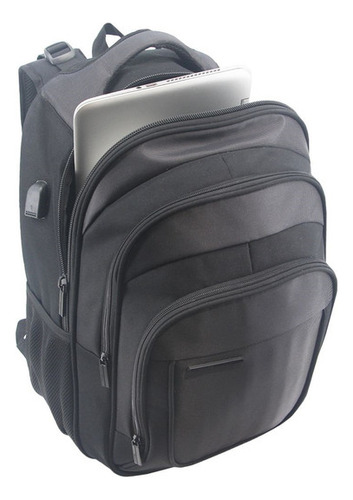 Mochila 19 Espalda Portanotebook Negra Unicross - 62.3804.1 Diseño De La Tela Lisa