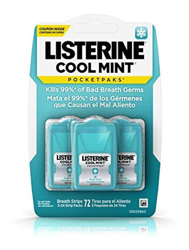 Listerine Cool Mint Pocketpaks Breath Strips Kills Bad Breat