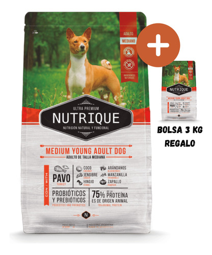 Nutrique Young Medium Adult Dog X 12 Kg + Regalo 