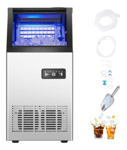 Máquina Para Hacer Hielo En Cubos 80lb/24h Plateado