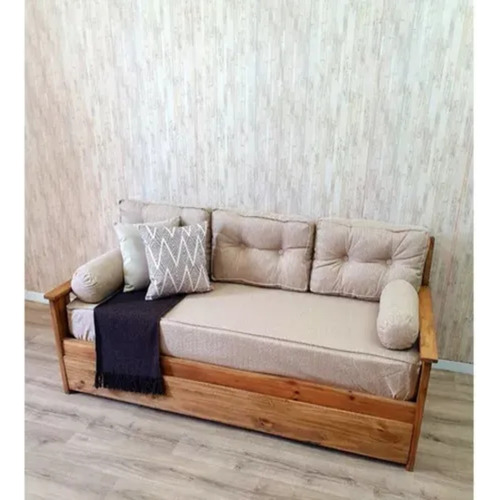 Kit Divan Chenille 5 Almohadones + Funda Medida Especial Beige Oscuro Nativa