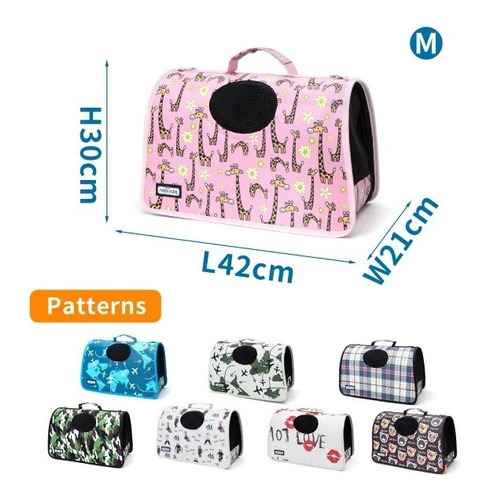 Bolso Mochila Transportador Mascota Paseo Estampado Talla M