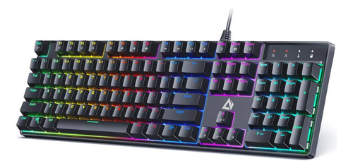 Teclado Mecanico Aukey Blue Switches 104 Teclas Rgb Backligh