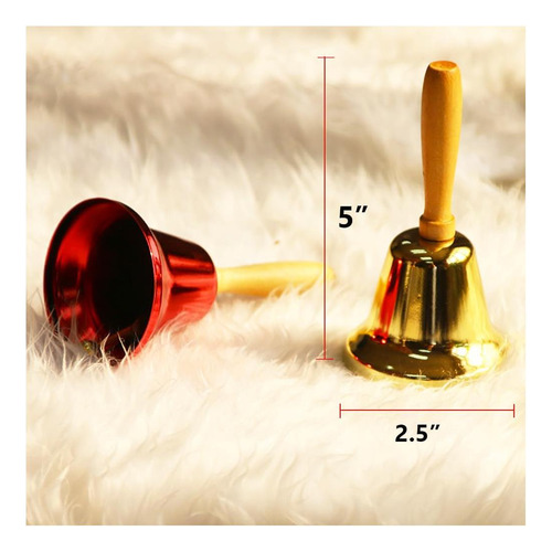 2 Pcs Campanas A Mano Bellas De Mano Fuerte Señal De Metal Y