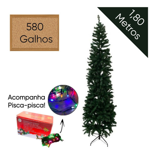 Arvore De Natal Slim Verde Com Pisca Com 580 Galhos | Parcelamento sem juros Arvore De Natal Slim Verde Com Pisca Com 580 Galhos | Parcelamento sem juros