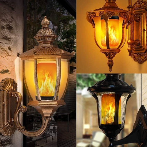 04 Lámpara Led Efecto De Fuego Garantía Luz Antorcha De Llam